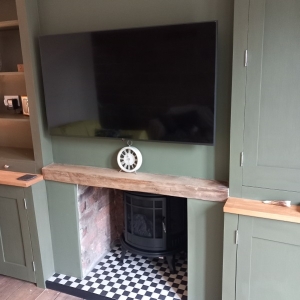 Reclaimed pine mantle shelf Thumb